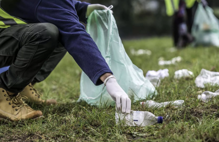 Person picking up litter